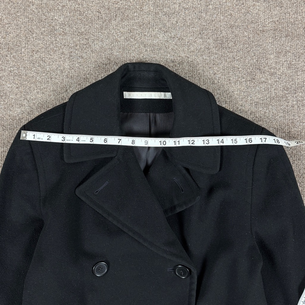 Vintage Perry Ellis Black Double Breasted Pea Coat Womens 4 Preppy Winter Jacket - Picture 9 of 14